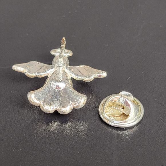 Crystal & Enamel Angel Lapel Pin Red Blue Accents 1 in Religious Patriotic USA - Picture 8 of 10